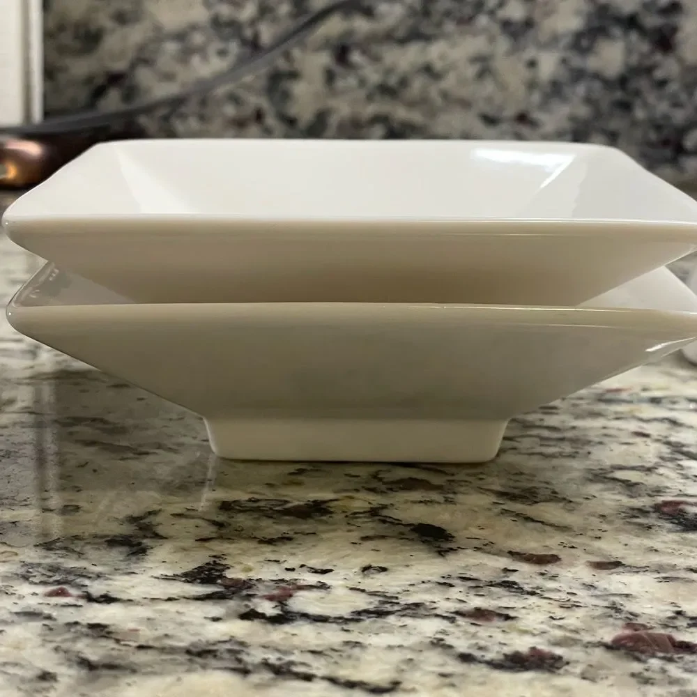 Fortressa Fortaluxe Small 5” White Ceramic Sauce Dishes & Small S&P Shakers